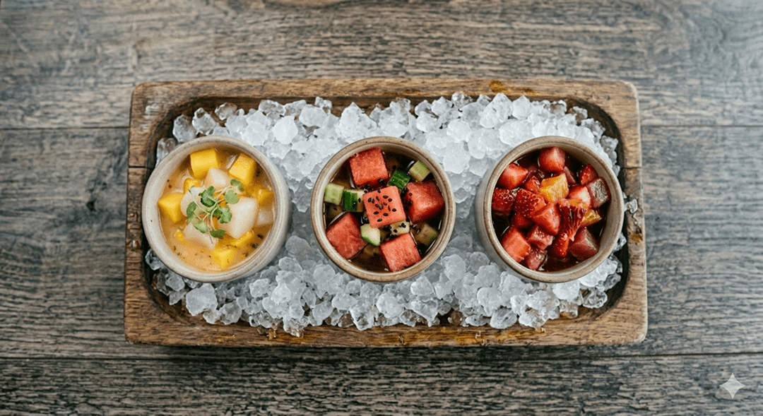mango watermelon and strawberry dessert