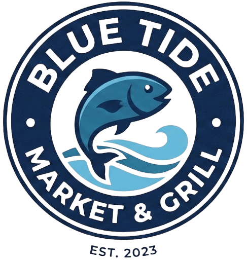 fish inide circle text bluetide