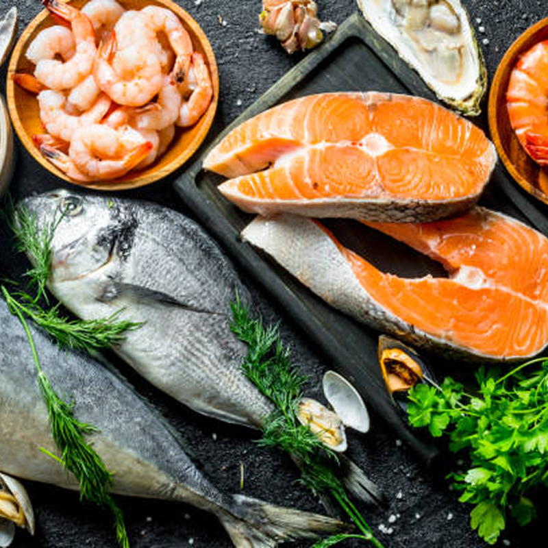 cut and raw fish with shrimp